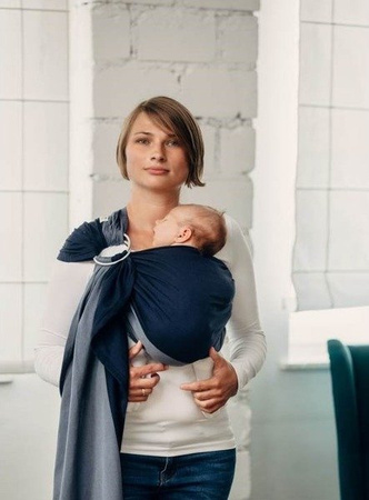 LennyLamb Moja pierwsza chusta kółkowa do noszenia dzieci - AZURYT, tkana splotem skośno-krzyżowym - bawełniana - ramię bez zakładek  (100% bawełna) standard 1.8 m