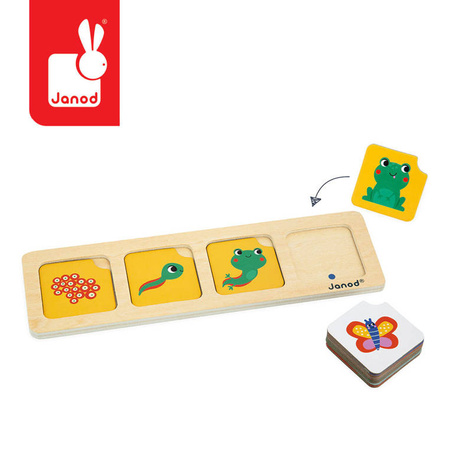 Janod Drewniana układanka Karty sekwencji Ogród 3+