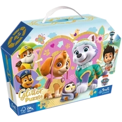 Trefl Puzzle z Brokatem Psi Patrol 70 Elementów Urocza Skye i Everest