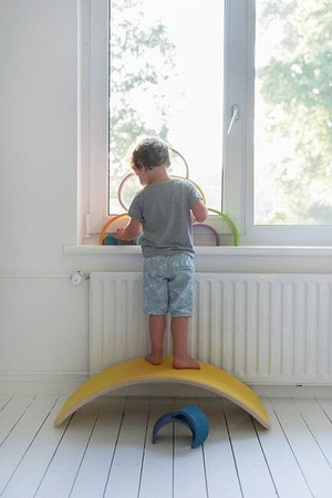 Wobbel Original Deska do Balansowania Bielona z Filcem Baby Mouse