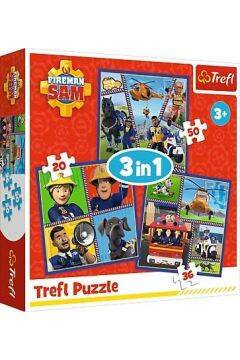 Trefl Puzzle 3w1 Dzień Strażaka Sama
