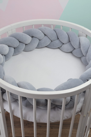 SenLove Ochraniacz do Łóżeczka Warkocz 360cm Szary