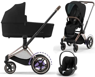 Cybex E-Priam 4.0 Wózek Głęboko-Spacerowy + Cloud T i-Size Fotelik Samochodowy 0-13kg Sepia Black