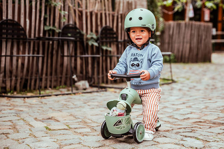 Scootandride Highwaykick 1 Lifestyle 2w1 Jeżdzik i Hulajnoga Trójkołowa z Zamykanym Schowkiem 1-5 lat Green Lines