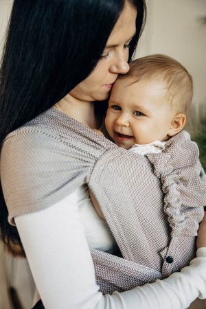 LennyLamb Moje Pierwsze Nosidełko LennyHybrid Half Buckle, Splot Jodełkowy, 100% Bawełna - Mała Jodełka Almond