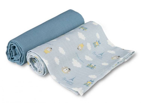 Canpol Babies Pieluszki Muślinowe 2 szt 70x70 Bonjour Paris 26/901 Blue