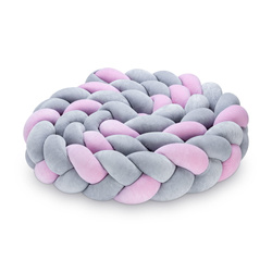 SenLove Ochraniacz do Łóżeczka Warkocz 360cm Szaro-Różowy