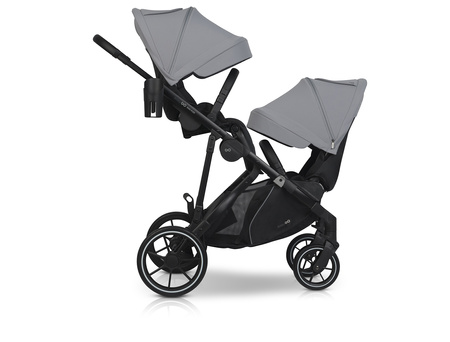 Easy Go Duoflex Wózek Głęboko-Spacerowy Bliźniaczy Rok po Roku Cloudy Gray 2 Siedziska 2 Gondole