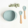 Olmitos Miseczka silikonowa ze sztućcami niebieski