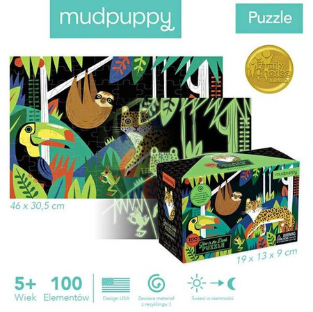 Mudpuppy Puzzle Świecące W Ciemności Las Tropikalny 100 Elementów 5+