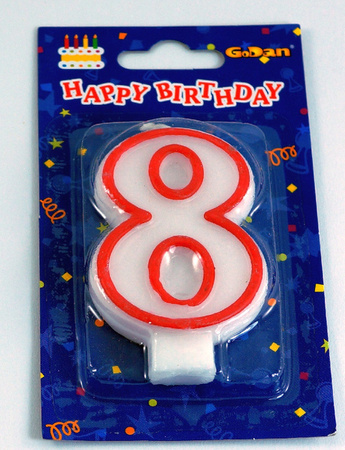 GoDan Świeczka Cyferka 8 Czerwony Kontur
