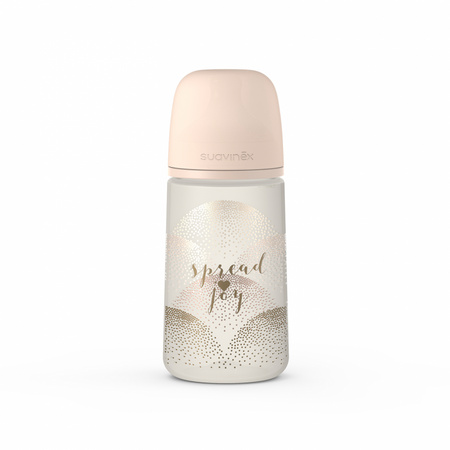 Suavinex  Zestaw butelka 270ml + smoczek 0-6m + klips beżowe