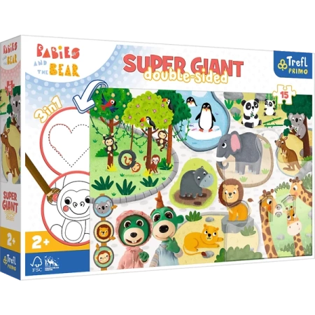 Trefl Puzzle Super Giant Bobaski i Miś 15 el. Bobaski w ZOO