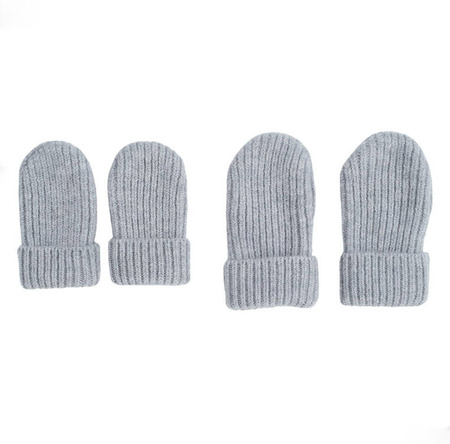 Lodger Rękawiczki niemowlęce z wełny merino 100% szare Drizzle 0-12 m