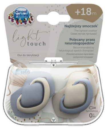 Canpol Babies Smoczek Silikonowy Symetryczny Pure Color  18m+ 2szt. 22/657_blu Blue