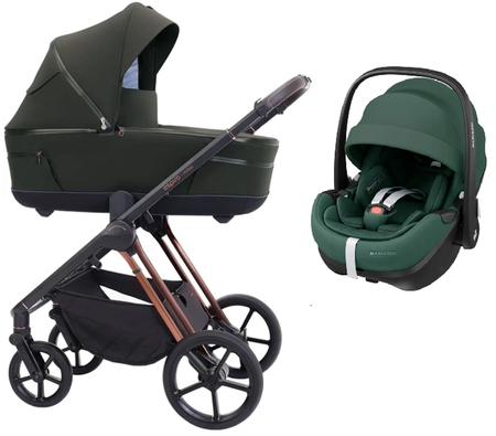 Espiro Miloo 2025 Wózek Głęboko-Spacerowy + Maxi-Cosi Pebble 360 Pro2 Fotelik Samochodowy 