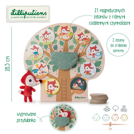 Lilliputiens Drewniana tablica magnetyczna "Mój dzień" Lisiczka Alice 2 lata +