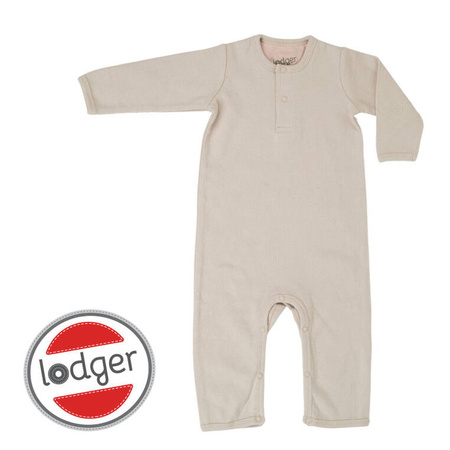 Lodger Pajacyk piżamka niemowlęca bawełniana kremowa Basic Rib Birch r. 68