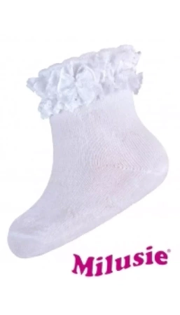 Milusie Skarpetki Dziewczęce Z Koronką Rozmiar 7-12 Białe