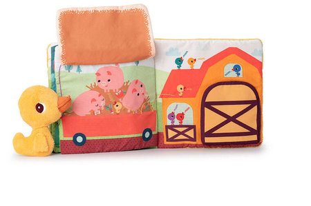Lilliputiens Książeczka aktywizująca z mini-przytulanką Na farmie Kaczorek Gaspard 18 m+
