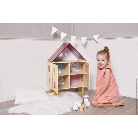 Janod Drewniany Domek Dla Lalek z 11 akcesoriami 3+ Twist
