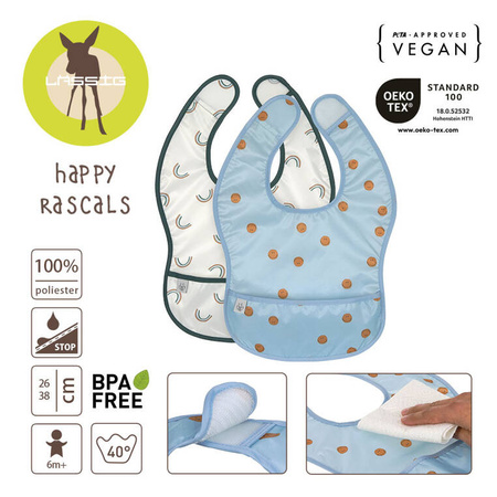 Lassig Zestaw śliniaków wodoodpornych 6m+ Happy Rascals Smile sky blue