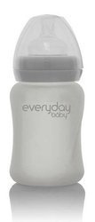 Everyday Baby, Szklana butelka ze smoczkiem S, 150 ml Szary
