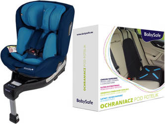 BabySafe Westie Fotelik Samochodowy 0-18 kg + Ochraniacz Fotela Samochodowego GRATIS Blue