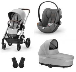 Cybex Balios S Lux Wózek Głęboko-Spacerowy + Cloud G I-Size Fotelik Samochodowy 0-13kg + Adaptery Lava Grey