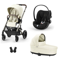 Cybex Balios S Lux Wózek Głęboko-Spacerowy + Cloud G I-Size Fotelik Samochodowy 0-13kg + Adaptery Seashell Beige