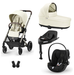 Cybex Balios S Lux Wózek Głęboko-Spacerowy + Cloud G I-Size Fotelik Samochodowy 0-13kg + Baza G + Adaptery Seashell Beige