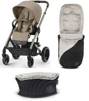 Cybex Balios S Lux Wózek Spacerowy Almond Beige 2024 + Kiddy Śpiworek do Wózka + Kiddy Mufka do Wózka