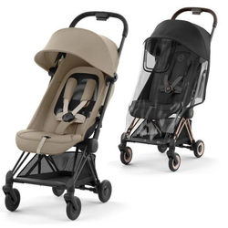 Cybex Coya Wózek Spacerowy Rama Matt Black Cozy Beige + Folia Przeciwdeszczowa