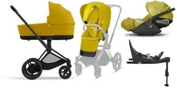 Cybex e-Priam 3.0 Wózek Głęboko-Spacerowy + Cloud Z2 Fotelik Samochodowy 0-13 kg + Baza Isofix Z2 Zestaw 4w1 Mustard Yellow