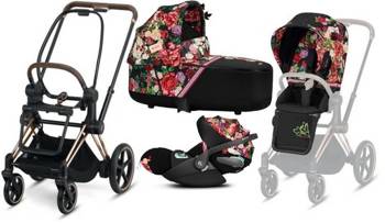 Cybex e-Priam 3.0 Wózek Głęboko-Spacerowy + Cloud Z2 Fotelik Samochodowy 0-13 kg Zestaw 3w1 Spring Blossom Dark