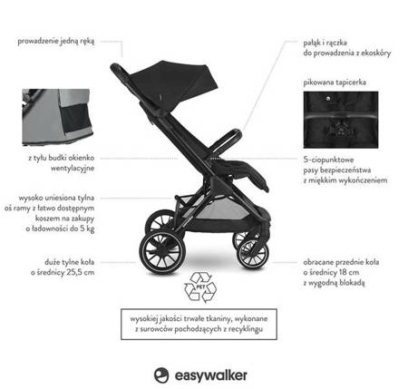 [OUTLET] Easywalker Jackey XL Wózek Spacerowy Shadow Black