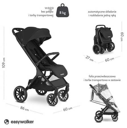 [OUTLET] Easywalker Jackey XL Wózek Spacerowy Shadow Black