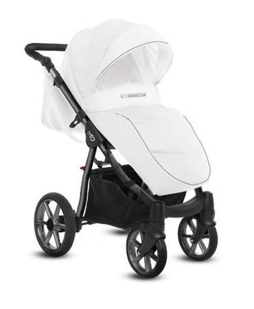 Babyactive Mommy Glossy Wózek Głęboko-Spacerowy + Fotelik Samochodowy 0-13 kg Zestaw 3w1 Biały/Space Gray