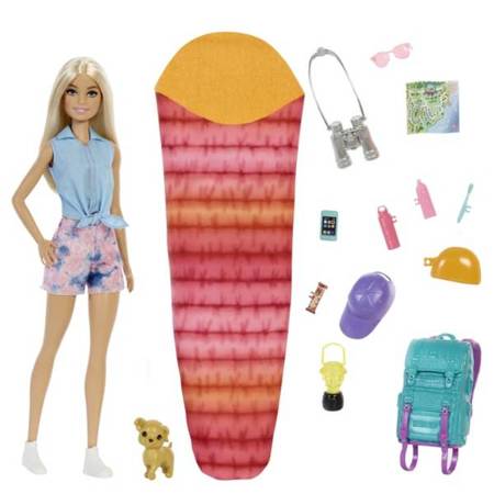 Barbie Camping Malibu Lalka + Akcesoria HDF73