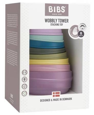 Bibs Wooby Tower Wieża Dwustronna Wielofunkcyjna z Grzechotką Bright Rainbow