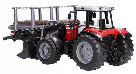 Bruder Traktor Massey Ferguson 7480 Z Ładowaczem Czołowym, Przyczepą Do Drzewa