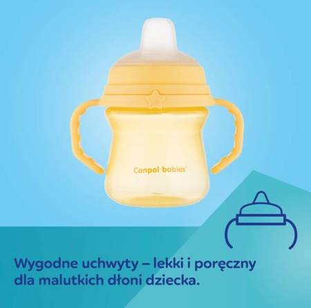 Canpol Babies FirstCup Kubek z Silikonowym Ustnikiem 150ml Bonjour Niebieski 56/612_blu