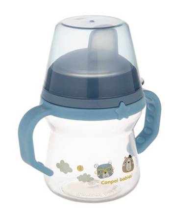 Canpol Babies FirstCup Kubek z Silikonowym Ustnikiem 150ml Bonjour Niebieski 56/612_blu