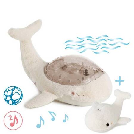 Cloud B Tranquil Whale White Family Lampka z Projekcją i Grzechotką Wieloryb Biały