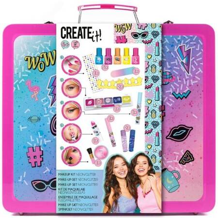 Create It! Zestaw Make-Up Neon Brokat w Walizce 