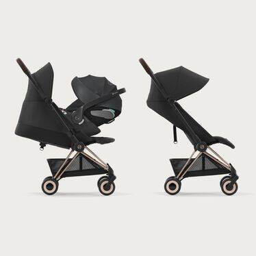 Cybex Coya Wózek Spacerowy Rama Rosegold Black Cozy Beige