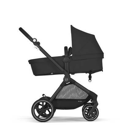 Cybex Eos Basic 3w1 Wózek Głęboko-Spacerowy Rama Czarna + Adaptery + Fotelik Aton B2 I-Size Moon Black 