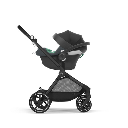 Cybex Eos Basic 3w1 Wózek Głęboko-Spacerowy Rama Czarna + Adaptery + Fotelik Aton B2 I-Size Moon Black 