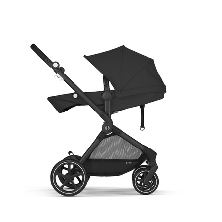 Cybex Eos Basic 3w1 Wózek Głęboko-Spacerowy Rama Czarna + Adaptery + Fotelik Aton B2 I-Size Moon Black + Baza One 