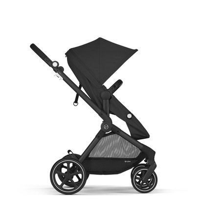 Cybex Eos Basic 3w1 Wózek Głęboko-Spacerowy Rama Czarna + Adaptery + Fotelik Aton B2 I-Size Moon Black  + Materac